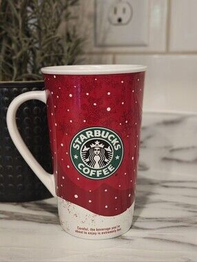 Starbucks 2007 Holiday Tall 16 oz Mug Vintage Skating Christmas